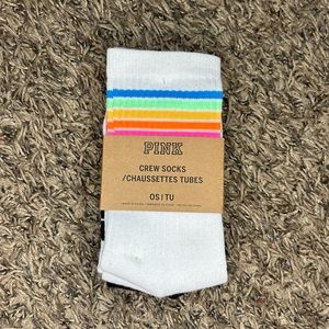 NEW PINK Victoria's Secret Rainbow Crew Socks